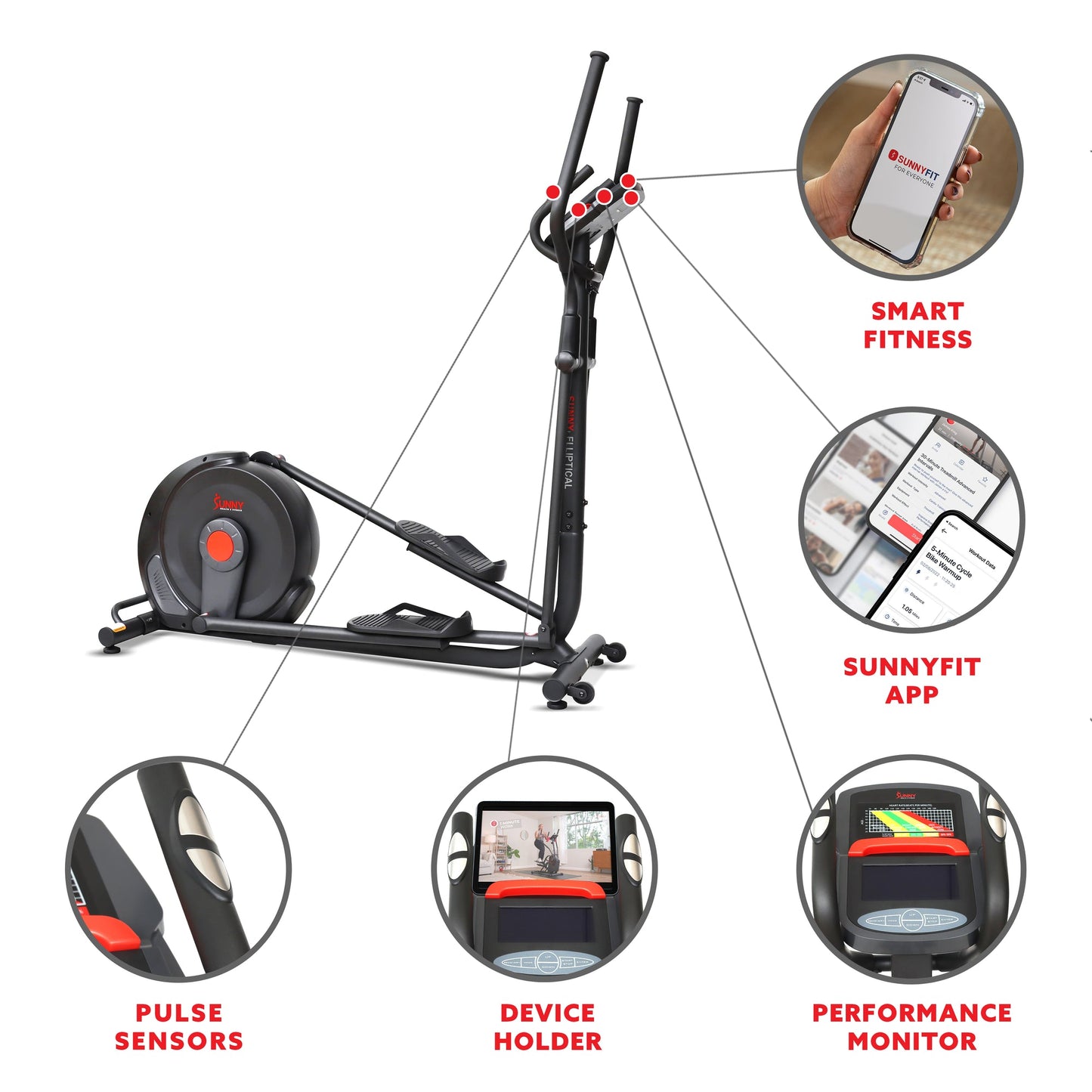 Sunny Health & Fitness Power Stride Advanced Elliptical Machine