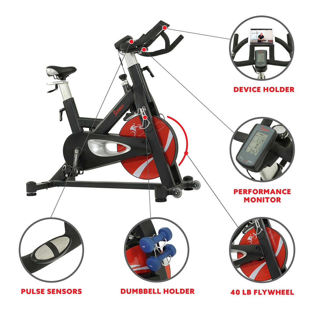 Sunny Health & Fitness Evolution Pro II Magnetic Belt Drive Indoor Cycling Bike